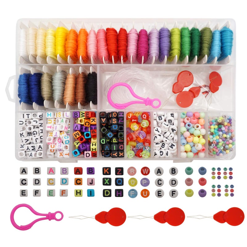 Peirich Friendship Bracelet Making Beads Kit, Letter Beads,22 Multi-Color Embroidery Floss Over 1900 pcs A-Z Alphabet Beads Beads Bracelets String Kit for Jewelry Making Christmas Birthday Gifts - Image 1